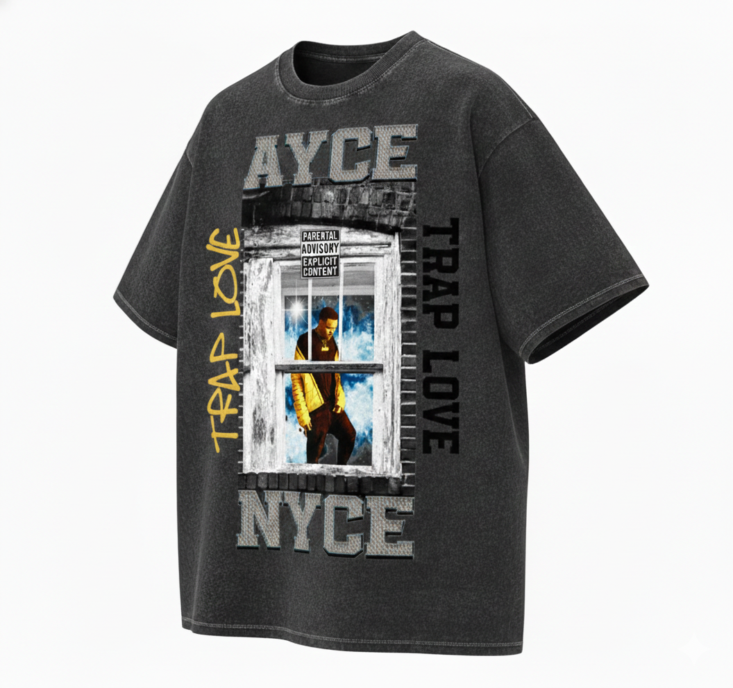 AYCE "Trap Love" Graphic Tee – Washed Charcoal